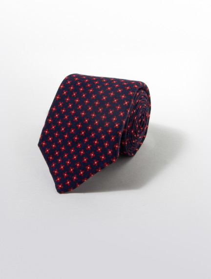 Patrick Hellmann CollectionBlue Tie With Red Flowers 100% Woolimage785